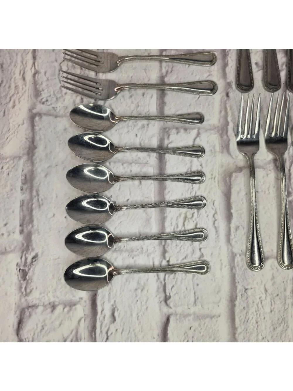 Cuisinart 18/10 Stainless Flatware Set of 46 Pieces Mixed w/ Beaded Edge Design